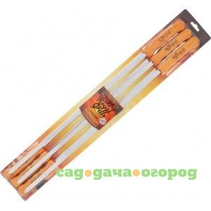 Фото Набор плоских шампуров с деревянной ручкой royalgrill 60х1х0.15см, 6 шт. 80-059