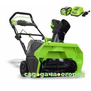 Фото Аккумуляторный бесщеточный снегоуборщик greenworks gd40stk4 2600607