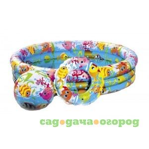 Фото Бассейн надувной детский intex рыбки, с мячом и кругом 59469
