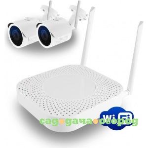 Фото Комплект ginzzu wifi hk-420w, 4ch, 1080p, hdmi, 2 улич кам 1.0mp, ir30м 15612