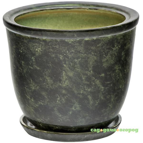 Фото Горшок для цветов Элитная керамика кедр зеленый 25 см