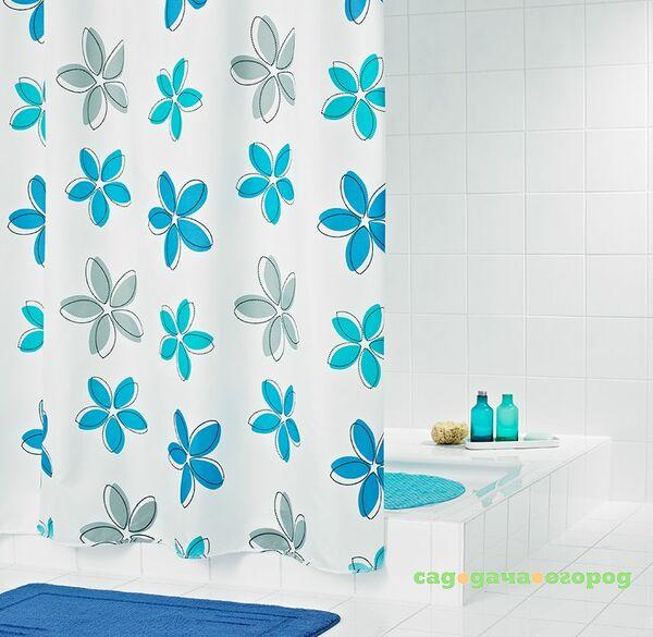 Фото Штора для ванных комнат Fleur синий/голубой 180*200 Ridder