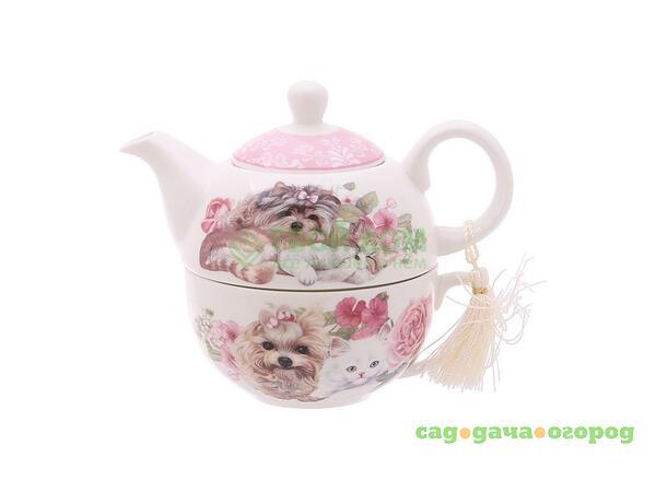 Фото Набор для напитков Petite Fleur/Brivogu Набор - эгоист чашка и чайник белый,розовый R2018RT/N-C419