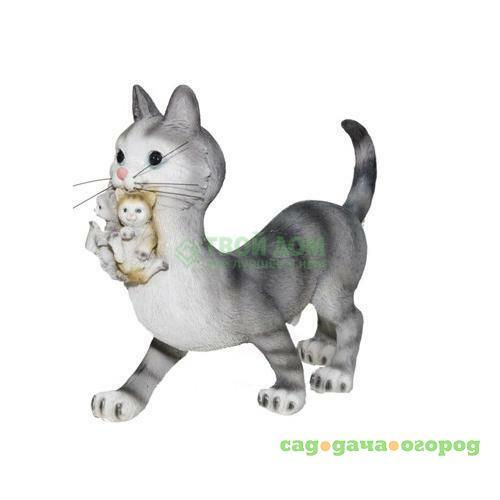 Фото Садовая фигура Garden ever fortune кошка с котятами сер 38см (EF95014G)