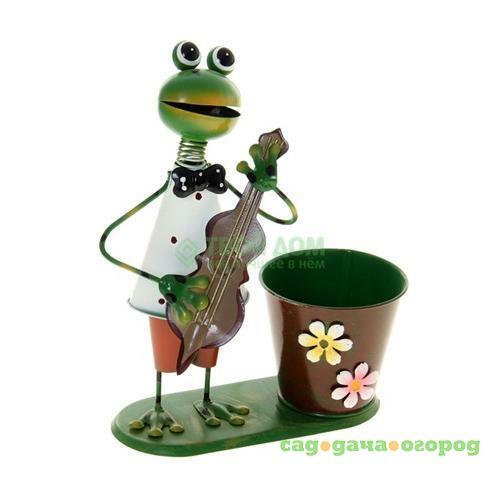 Фото фигура садовая лягушонок музыкант 55см