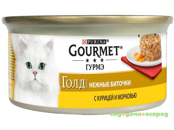 Фото Корм для кошек GOURMET Gold Нежные биточки Курица и морковь 85г