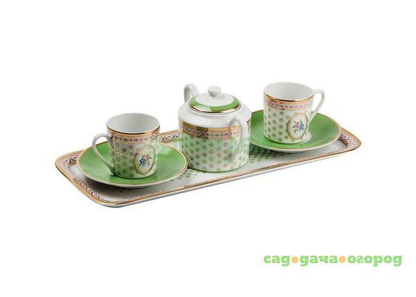 Фото Набор посуды Yves de la rosiere Набор кофейный на 2 персоны, 6 предметов, белый, зеленый (539105 536)