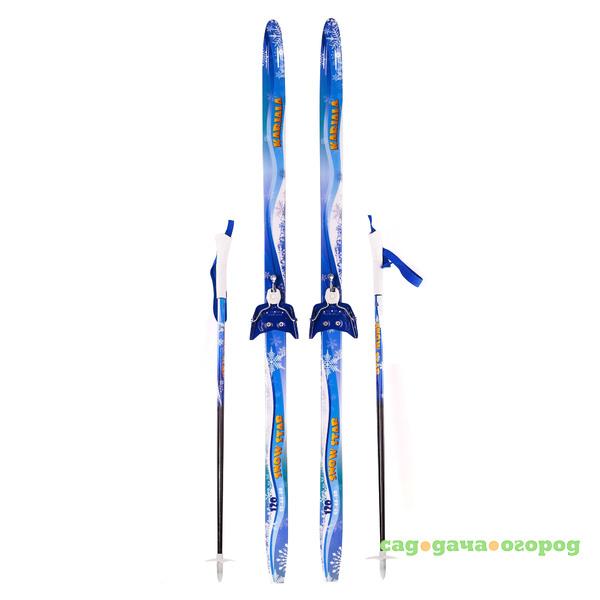 Фото Комплект беговых лыж с креплениями и палками Karja 140см