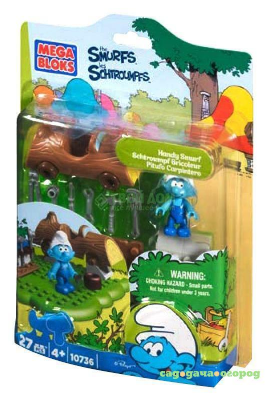 Фото Конструктор Mega Bloks Smurfs Смурфики-2 Мини-набор Гонщик 10736 (10736)