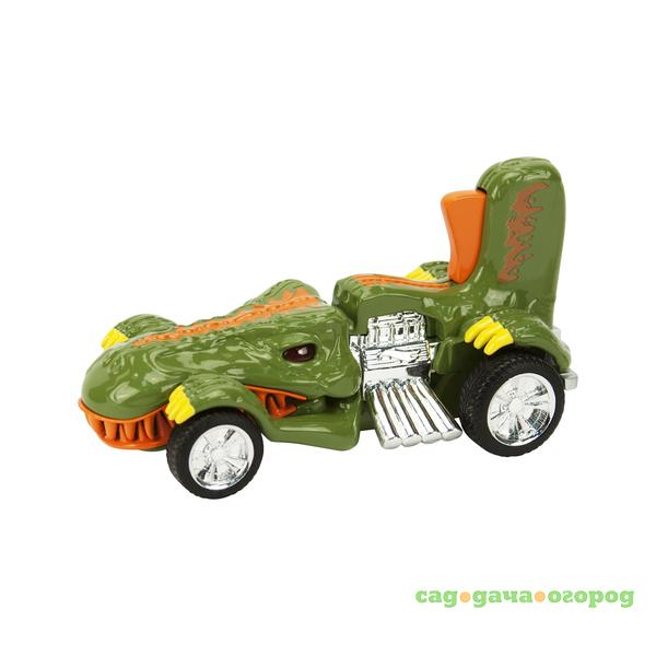Фото Машинка Hot Wheels на батарейкаъ. свет+звук динозавр зелёный 13,5 см