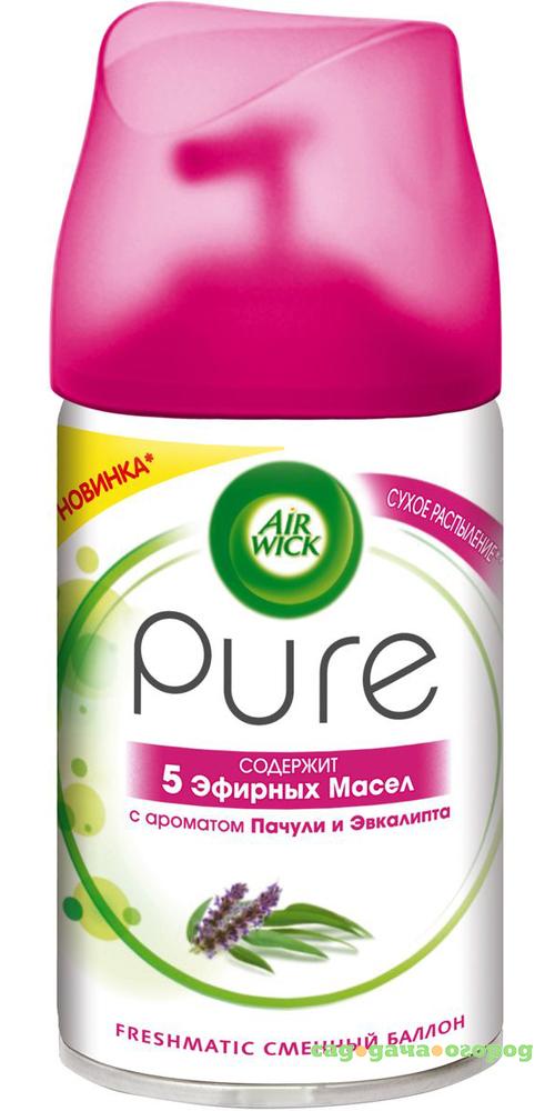 Фото Сменный баллон для автоматического освежителя воздуха Air Wick Pure Пачули и Эвкалипт 250 мл