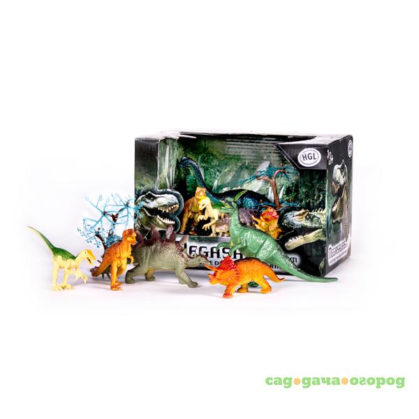 Фото Игрушка игровой набор динозавров (5 дино+дерево) в асс