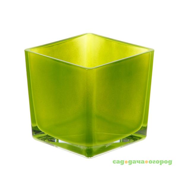 Фото Ваза Hakbijl glass cubic 12х12х12см зелёная