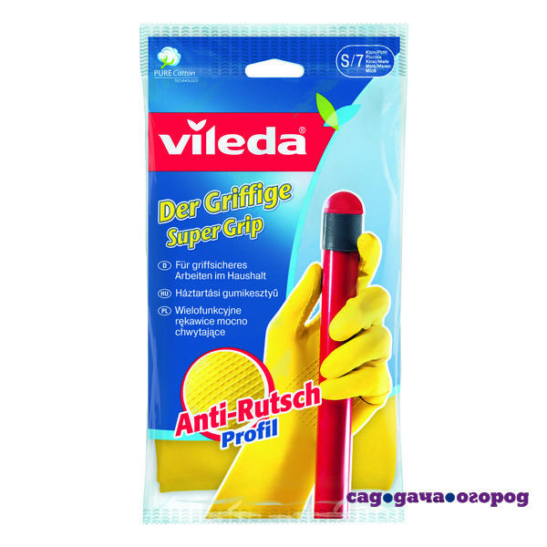 Фото Хозяйственные универсальные перчатки Vileda Super Grip S 105395