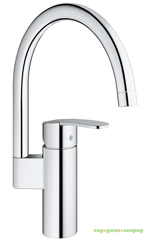 Фото Смеситель для мойки высокий излив Grohe wave