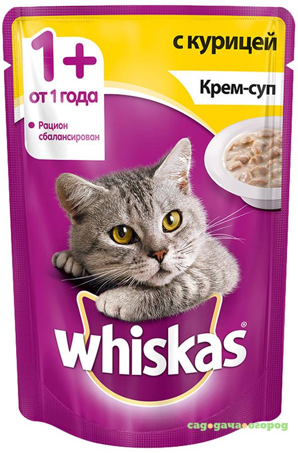 Фото Корм для кошек Whiskas для кошек от 1 года, крем-суп с курицей, 85г