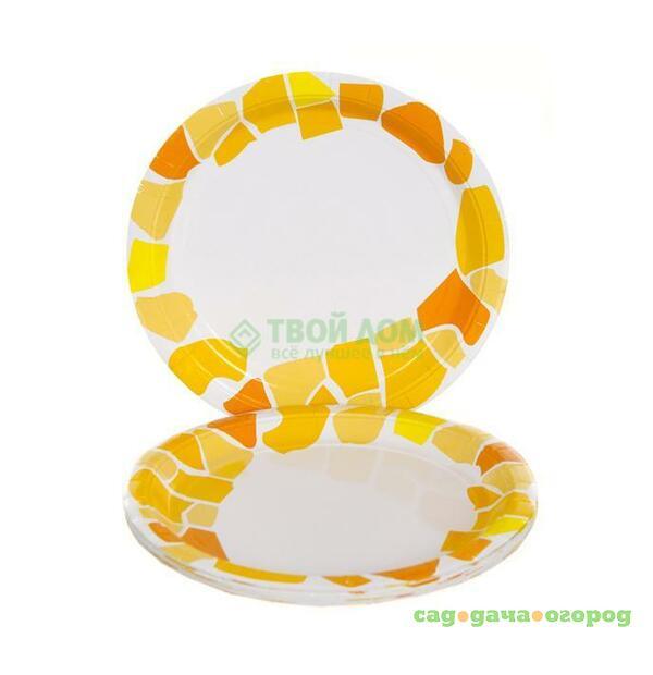 Фото Набор одноразовых тарелок Paclan 23 см 12 шт White-Yellow