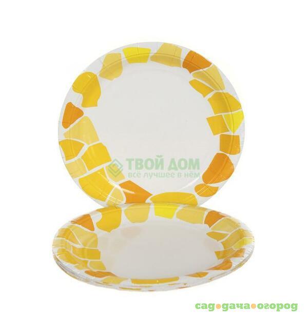 Фото Набор одноразовых тарелок Paclan 17 см 12 шт White-Yellow