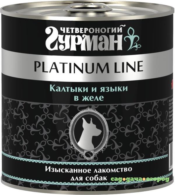 Фото Корм для собак Четвероногий гурман Platinum line калтыки и языки в желе 240 г