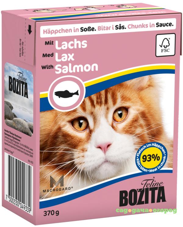 Фото Корм для кошек BOZITA Кусочки в соусе с лососем 370г