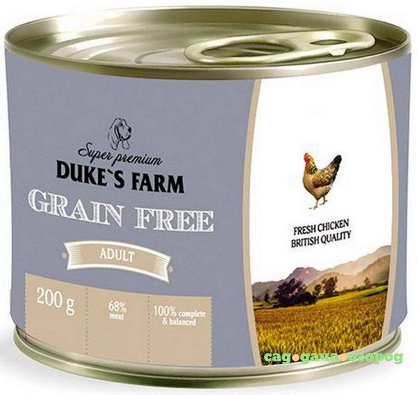 Фото Корм для собак Duke's Farm Grain free курица, клюква, шпинат 200 г