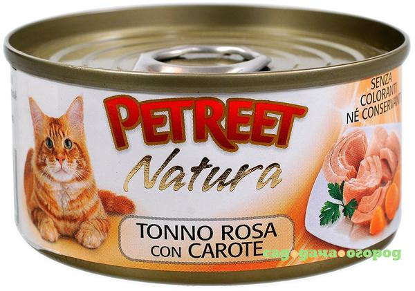 Фото Корм для кошек PETREET Кусочки розового тунца с морковью 70г