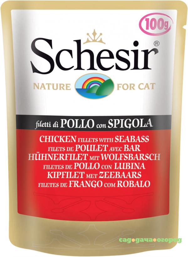 Фото Корм для кошек SCHESIR Филе курицы и окунь 100г