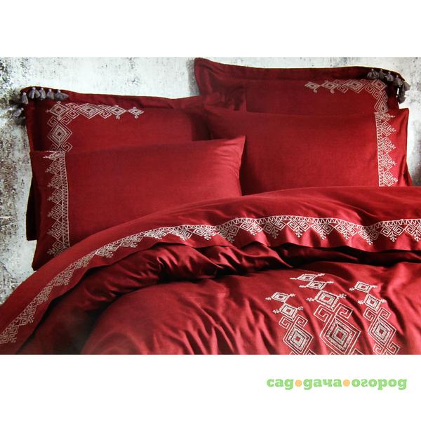 Фото Постельный комплект Ecocotton hazal евро claret red 200x220