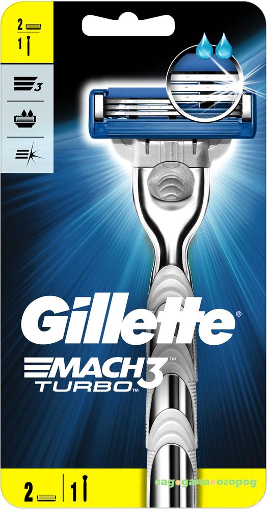 Фото Бритва Gillette Mach3 Turbo с 2 сменными кассетами