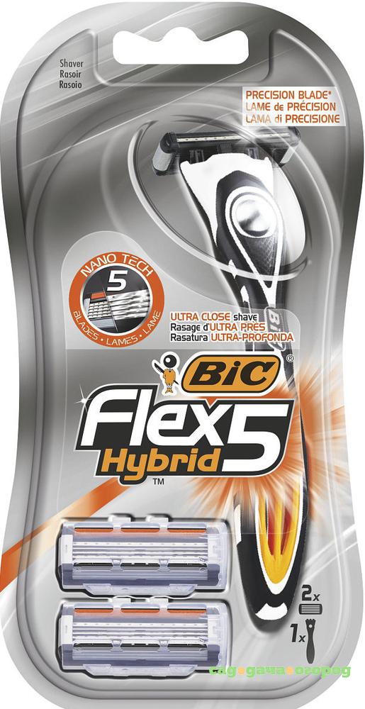 Фото Бритва BIC Flex Hybrid с 2 сменными кассетами