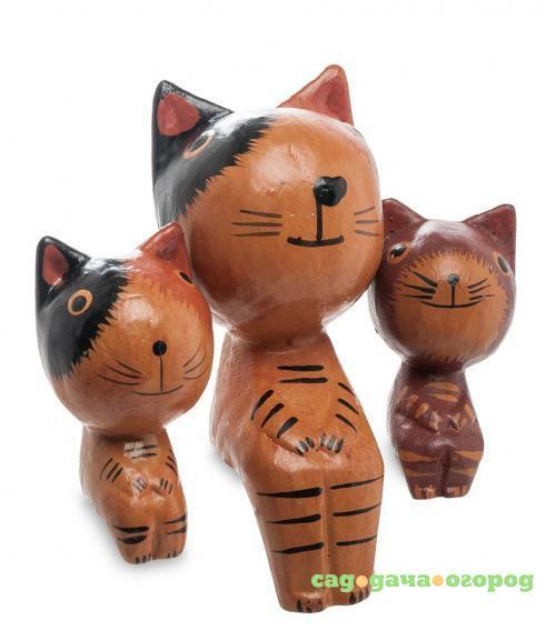 Фото Статуэтка Decor and Gift, mini кошка с котятами, 10 см, 3 шт