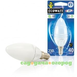 Фото Светодиодная лампа ecowatt b35 230в 4.7w 4000k e14 холодный белый свет, свеча 4606400613992