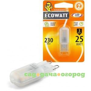 Фото Светодиодная лампа ecowatt g9 230в 3w 3000k g9 теплый белый свет капсульная прозр. 4606400206156