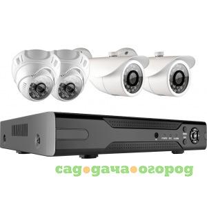 Фото Комплект видеонаблюдения ginzzu hk-440d, 4ch, 1080n, hdmi, 2 уличные+2 купольные камеры 1.0mp, ir20м 13191