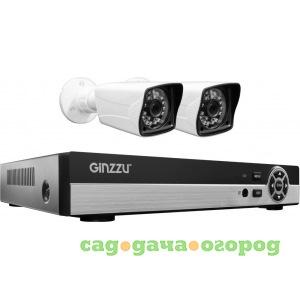 Фото Комплект видеонаблюдения ginzzu hk-425d, 4ch, 1080n, hdmi, 2 уличные камеры 1.0mp, ir20м, пластик 14233