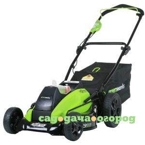 Фото Аккумуляторная бесщеточная газонокосилка greenworks gd40lm45 2500407ub