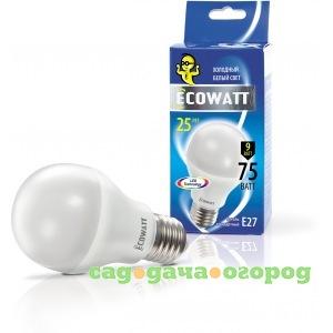 Фото Светодиодная лампа ecowatt a60 230в 9w 4000k e27 холодный белый свет груша 4606400614845