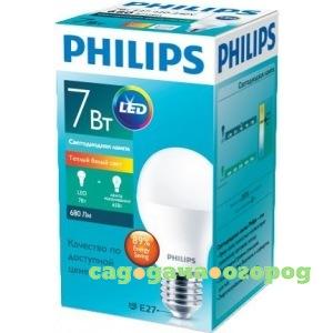 Фото Светодиодная лампа philips ess ledbulb 7вт-75вт грушевидная e27 3000к 230в a60 rca 1224540