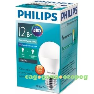 Фото Светодиодная лампа philips ess ledbulb 12вт-120вт грушевидная e27 6500к 230в a60 rca 1224535