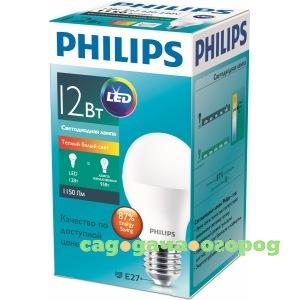 Фото Светодиодная лампа philips ess ledbulb 12вт-120вт грушевидная e27 3000к 230в a60 rca 1224534