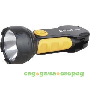 Фото Фонарь ultraflash led3828 (аккум 220в, черный/желтый, 1led 0,5вт, sla, пласт, склад. вил коробка) 10922