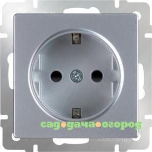 Фото Розетка werkel wl06-skgs-01-ip44 с заземлением и шторками серебряный a029831