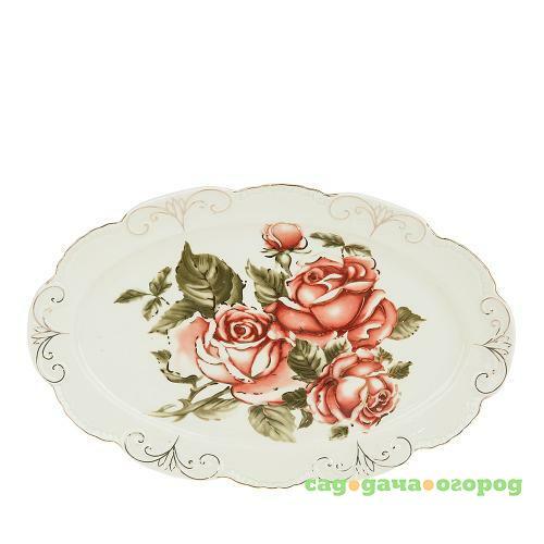 Фото Блюдо сервировочное Best Home Porcelain, Рубиновые розы, 27*17*2,5 см