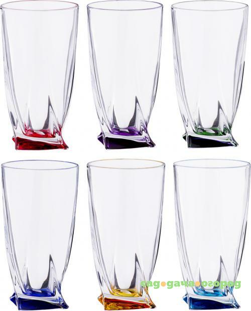 Фото Набор стаканов CRYSTALITE BOHEMIA, QUADRO, 6 предметов, разноцветный