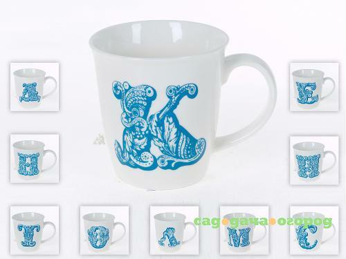 Фото Кружка Best Home Porcelain, Алфавит, 360 мл, голубой узор