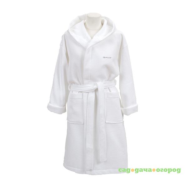 Фото Халат унисекс Gant Home WAFFLE ROBE, белый, размер XL, 100% Хлопок