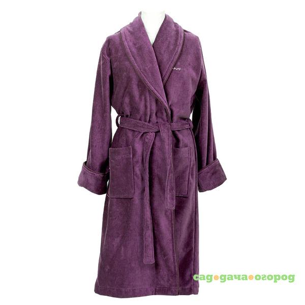 Фото Халат махровый унисекс Gant Home PREMIUM VELOUR ROBE, размер L, сиреневый, 100% хлопок