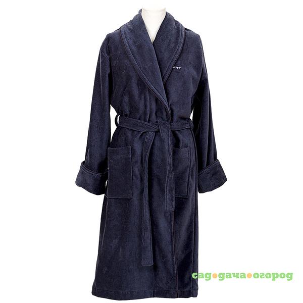 Фото Халат махровый унисекс Gant Home PREMIUM VELOUR ROBE, размер M, синий, 100% хлопок