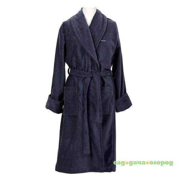 Фото Халат махровый унисекс Gant Home PREMIUM VELOUR ROBE, размер S, синий, 100% хлопок