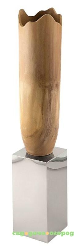 Фото Ваза напольная "Wooden Vase on Stainless Steel Pillar"